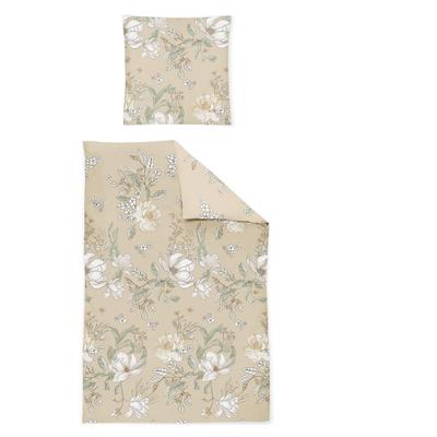 Bettwäsche IRISETTE "Nova 8388", beige (natur), B/L: 155cm x 220cm, 1 Stk., 1 Stk., Mako-Satin, B/L: 80cm x 80cm, 2 Stk., Mako-Satin, Obermaterial: 100% Baumwolle, Bettwäsche, Bettwäsche, edel und hochwertig