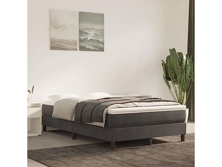 RJPLMFV Lattenrost, Matratze, Dunkelgrau, 120 x 200 cm, Velours Taschenfedern, mittelharte Unterstützung, Lattenrost aus Zwischenplatte, weicher Matratzenschoner