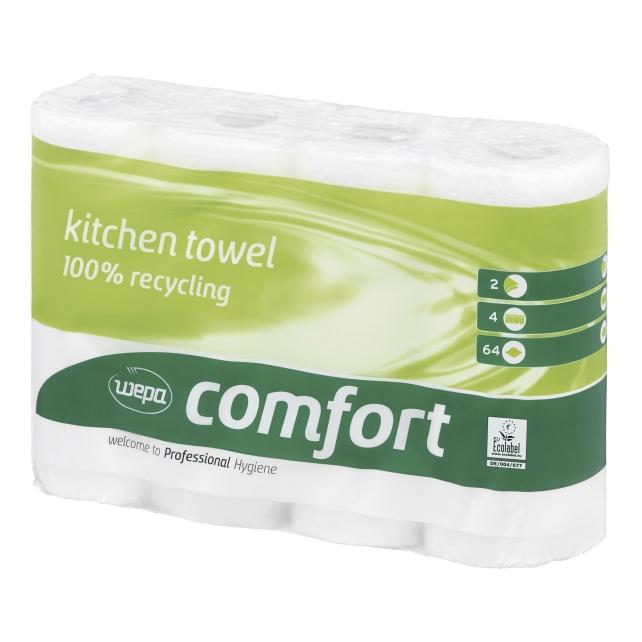 Wepa Satino by comfort Küchenrolle 2lagig I 4 Rollen I 100% Recycling I 167050 (4x) (167059)