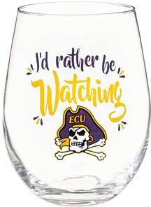 Evergreen ECU, 17 oz Stemless Wine Glass w/ Gift Box