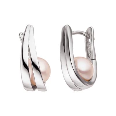 Perlenohrringe JOBO "Ohrringe Silberohrringe 15 mm", silber (silber 925), Ohrringe, Damen, Perlen Silber 925 (Sterlingsilber), Perlen, Silber 925 (Sterlingsilber), 925 Silber mit Perlen