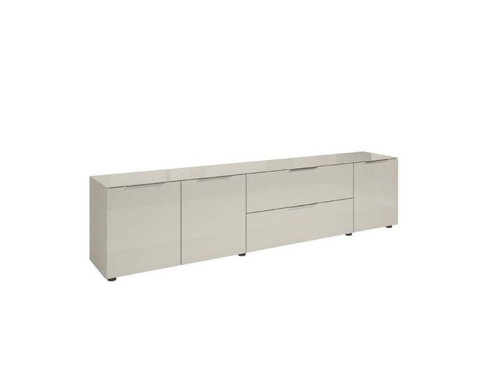 PREISBRECHER Lowboard Santorin, Glasfronten in Kaschmir - 226x55x40cm (BxHxT)