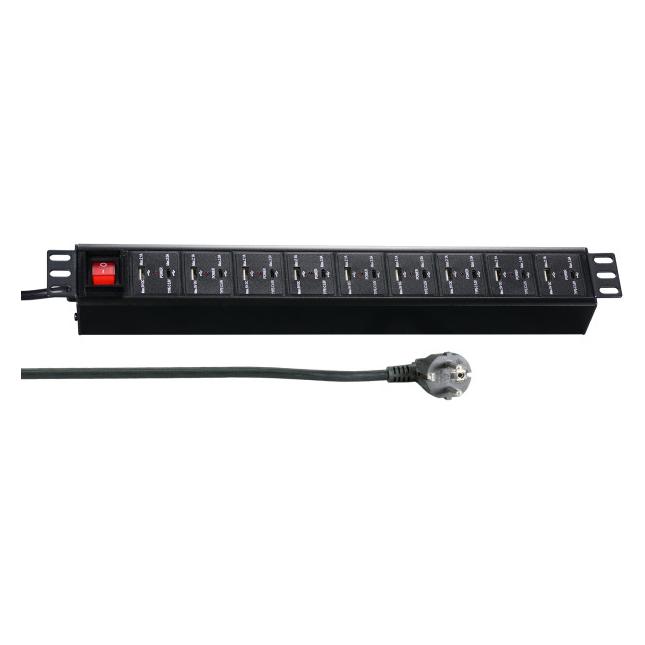 EFB Elektronik 19"1,5HE Steckdosenl. USB 9xA/9xC mit Schalter, sw (18x, USB-A, USB-C, 3 m) (EK631USB.1,5)