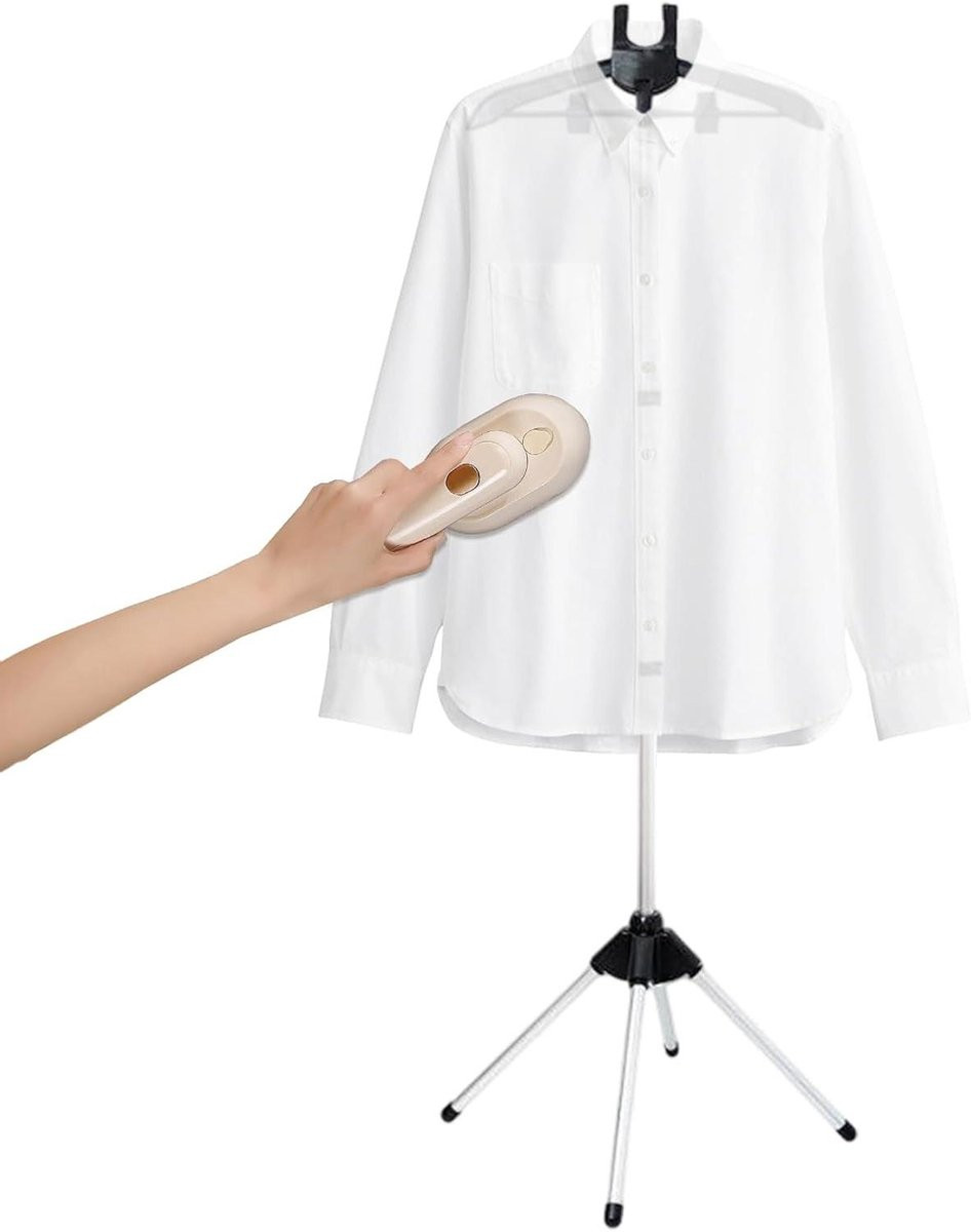Zwart kledingrek met stoomfunctie, hoogte: 160 cm