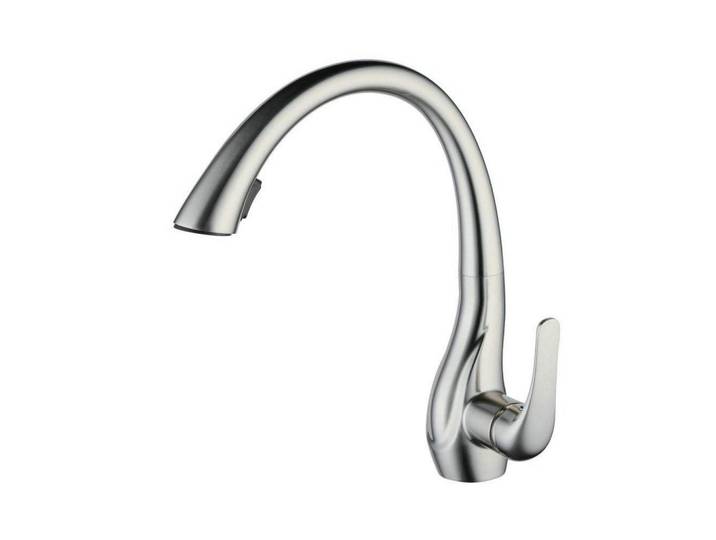 Küchenarmatur mit Ausziehbar Brause 360° drehbar Gebürstetes Nickel, Silberfarben, Metall, 28x6x37 cm, Küchen, Küchenausstattung, Küchenarmaturen