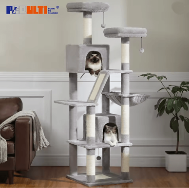 Inspire Essentials Large Cat Tree Tower For Indoor Cats With Plush Condo Perches Scratching Posts And Hideaway Caves amt0293gy