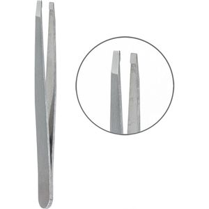 Elina-med Pinzette luxury, Länge 9,5 cm, Edelstahl poliert, schräge Spitze, für Augenbrauen und Splitter