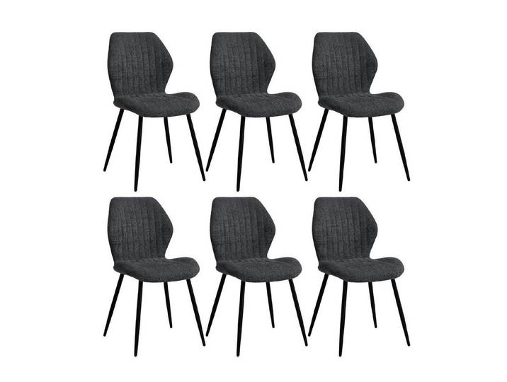 LuxusKollektion Esszimmerstuhl Esszimmerstühle 6er Polsterstühle Metallbeine Schwarz-st 6er set