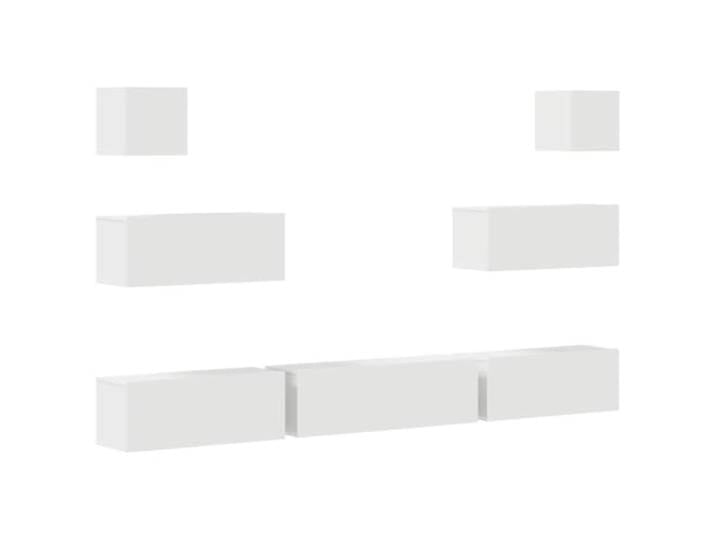 Foknhdi 5-TLG. TV-Schrank Set Wandmontage Weiß Holzwerkstoff Moderne hängende Lowboards fürs Wohnzimmer bieten viel Stauraum, sparen Bodenfläche und wirken stilvoll elegant.