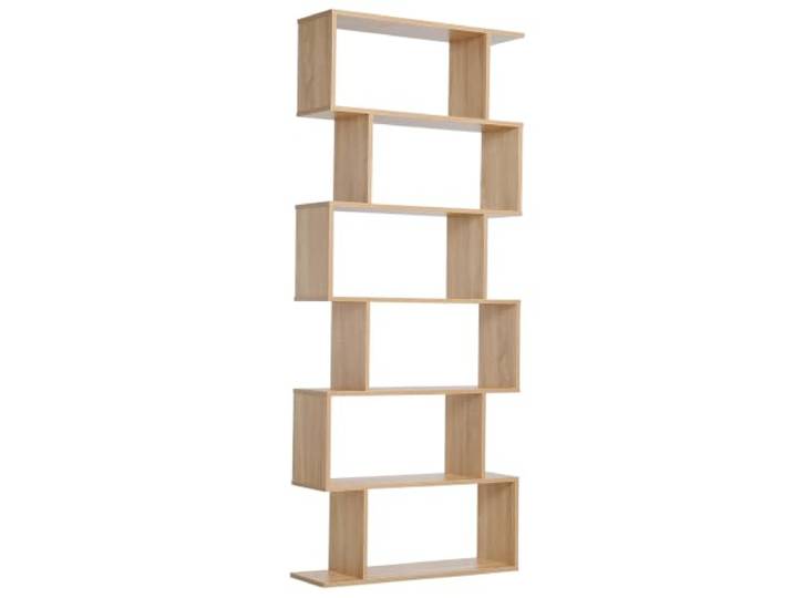 HOMCOM Bibliothèque Étagère Zig Zag 6 Niveaux 80Lx23lx192Hcm Chêne Clair Design Contemporain