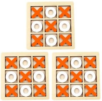 Inspire Select Montessori Wooden XO Puzzle Chess Game Educational Brain Training Toy For Kids nb1255c5 orange 3pcs