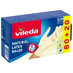 Vileda Einweghandschuhe Natural Latex 80+20 S/M Einmalhandschuhe Handschuhe
