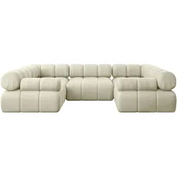 WOHNLANDSCHAFT modulares Sofa Birno-U1 - 285x190x70 cm Beige Velours
