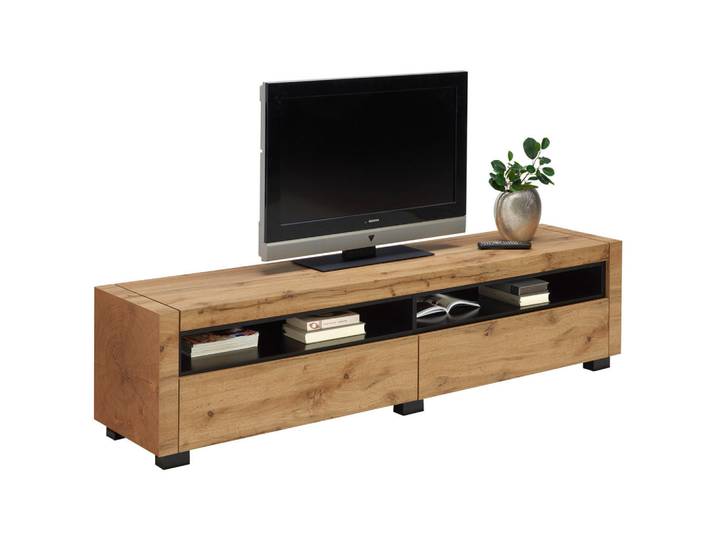 Xora Lowboard, Schwarz, Eiche, 2 Schublade(n) Schubladen, 180x46x40 cm, Wohnzimmer, Wohnwände, Lowboards