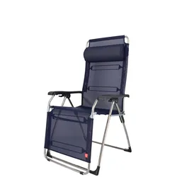 Gartenliege Amida XXL aus Aluminium, Dunkelblau, stufenlos verstellbar, mit Nackenrolle, klappbar