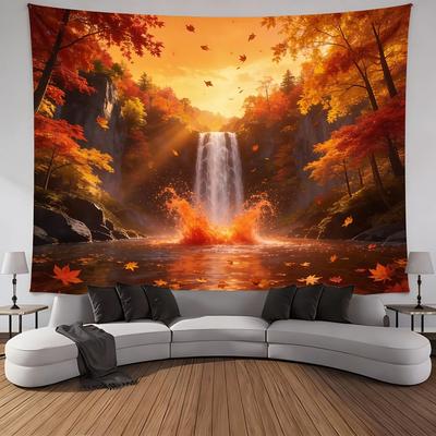Uplift Treasures Waterfall Canyon Landscape Wall Tapestry Decor d 130x150cm51x59in