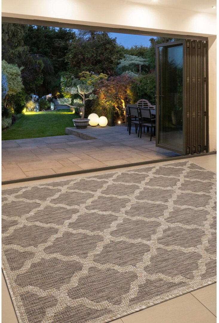 Lark Manor TRELLIS GREL FLATW LATTE 160/225cm Brown Rectangle 160 x 225 cm