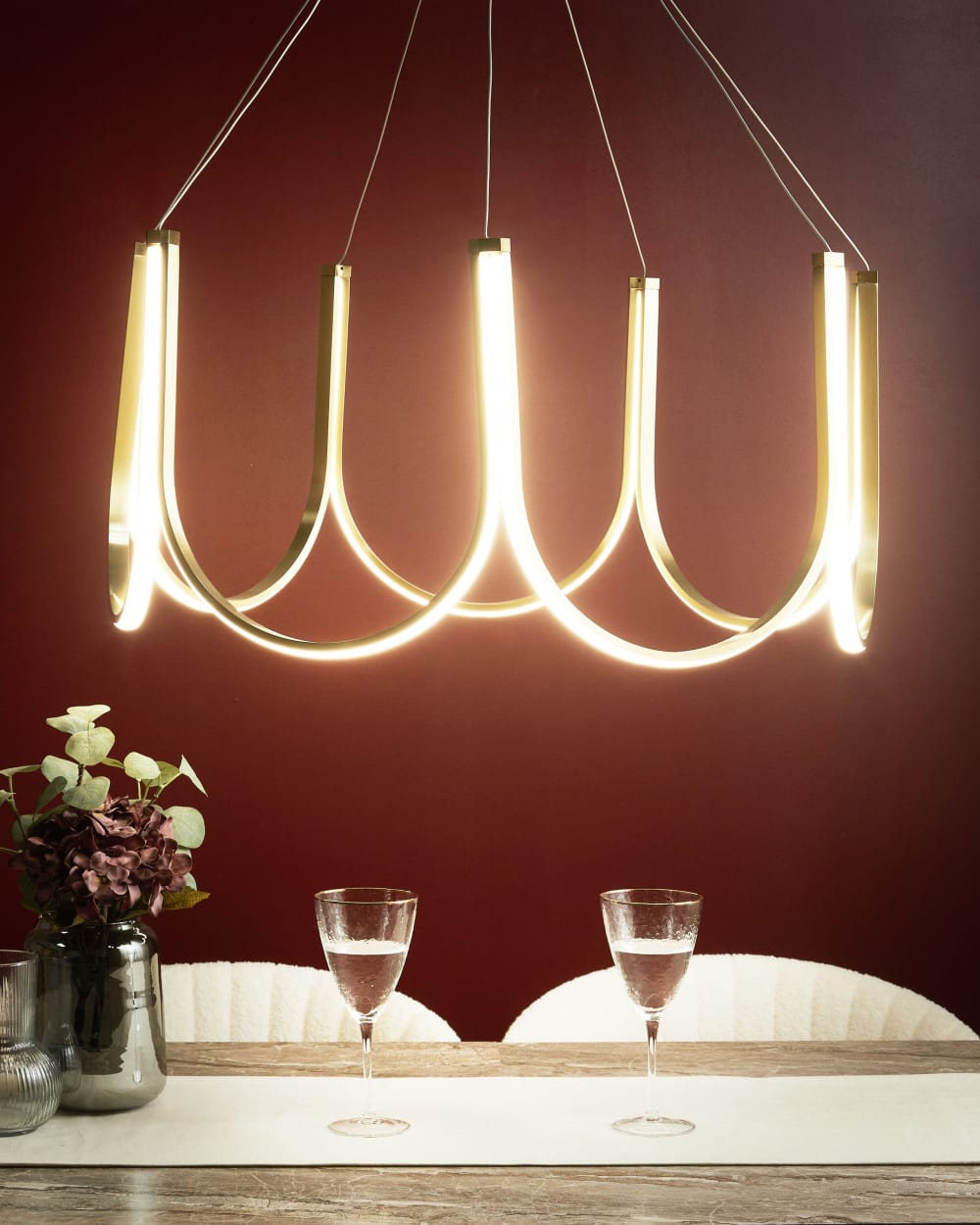 Beliani Lustre à led métal doré Doré 75x123x75cm