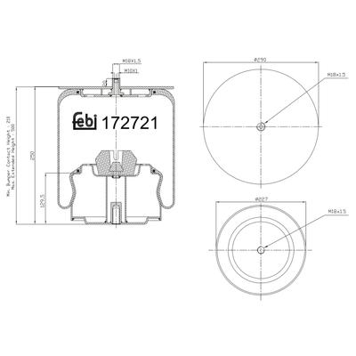 FEBI BILSTEIN Federbalg, Luftfederung 172721 290mm für BYD