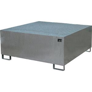 BAUER Auffangwanne AW 1000, aus verzinktem Stahl, 146 x 146cm, mit Stahl-Gitterrost, unterfahrbar, 1000 Liter