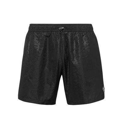 Badeshorts PHILIPP PLEIN "Shorts", Herren, Gr. XL, US-Größen, schwarz (02, schwarz), Obermaterial: 100% Polyester, Badehosen Badeshorts