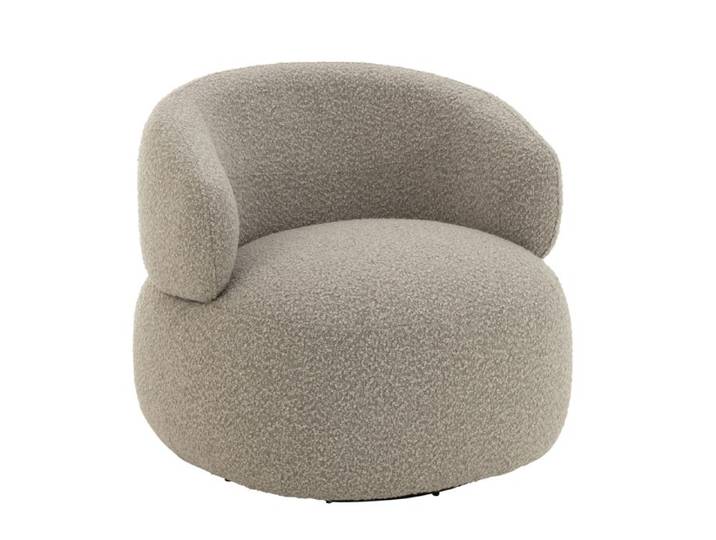 Fauteuil pivotant rond en bouclette Taupe 85x82x73 cm