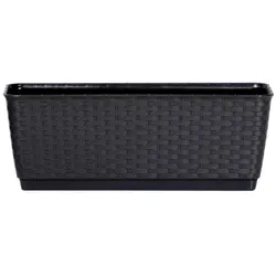 Protanic Pflanzkasten-Komplettset in Rattanoptik, ca. 49 x 17 x 17 cm - Anthrazit