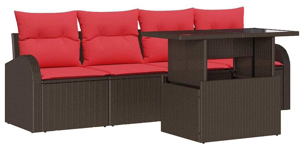 vidaXL Gartensofa-set 5 stk. Braun Poly Rattan