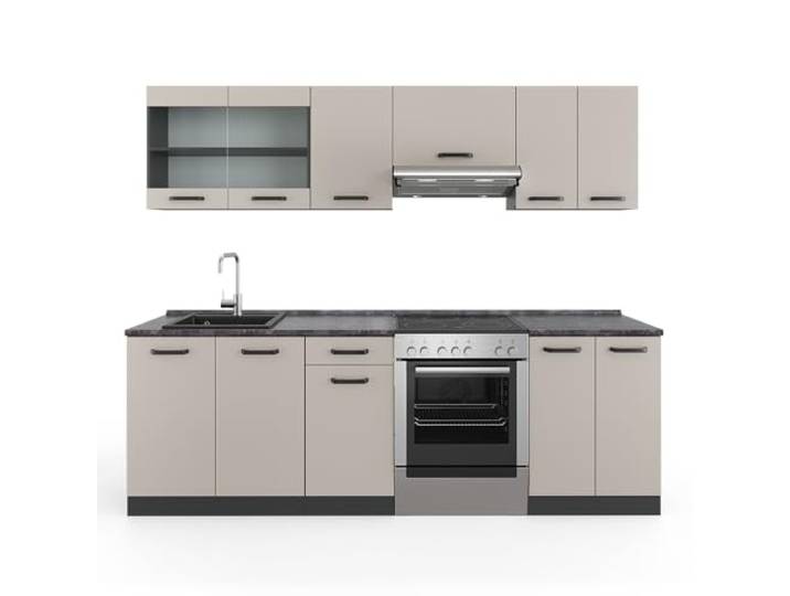 Vicco Küchenzeile R-Line, Cashmere, 240 cm AP Anthrazit, mit modularen Elementen flexibel kombinierbar