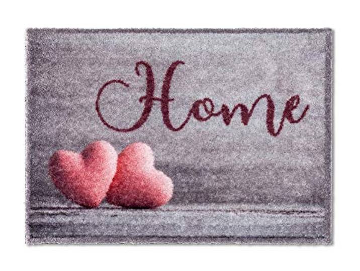 Flauschige Sauberlaufmatte weich - Home Herzen silber 50x70cm (Rechteckig)