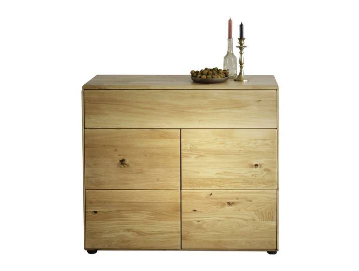 Lebenswert Kommode KM-0662, 2 Türen, 1 Schub, 1 Boden, Wildeiche massiv - 100x89x40cm (BxHxT)