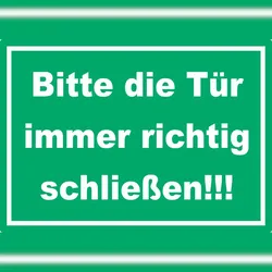 HB-Druck Aufkleber Bitte die Tür immer richtig grün-weiss A4 (210x297mm)