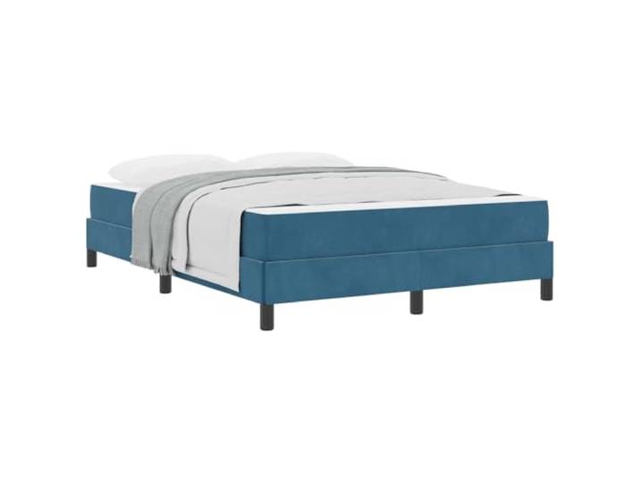 PUGYNBK Boxspringbett, Dunkelblau, 160 x 200 cm, mit Matratze Mit Stoff bezogen, Massivholzrahmen, Taschenfederkerne, mittlere Festigkeit