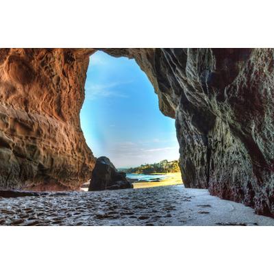 Fototapete PAPERMOON "GROTTE-HÖHLE LAGUNA BEACH MEER FELSEN GEBIRGE DÜNEN", bunt, B:2,5m L:1,86m, Vlies, Tapeten