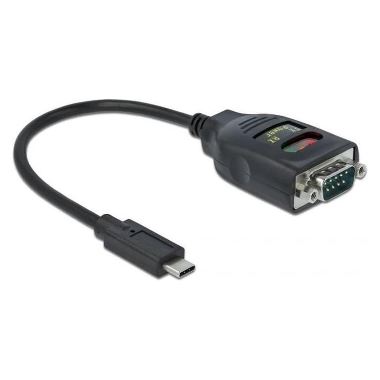 Delock Adapter USB Type-C zu 1 x Seriell RS-232 DB9 mit 15 kV ESD Schutz (0.15 m) (64038)