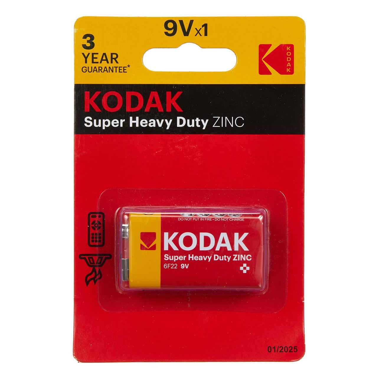 9V brandvarnarbatterie (brunsten) Kodak (1 Stk., 9V Block, 250 mAh) (9V_KO_bs)
