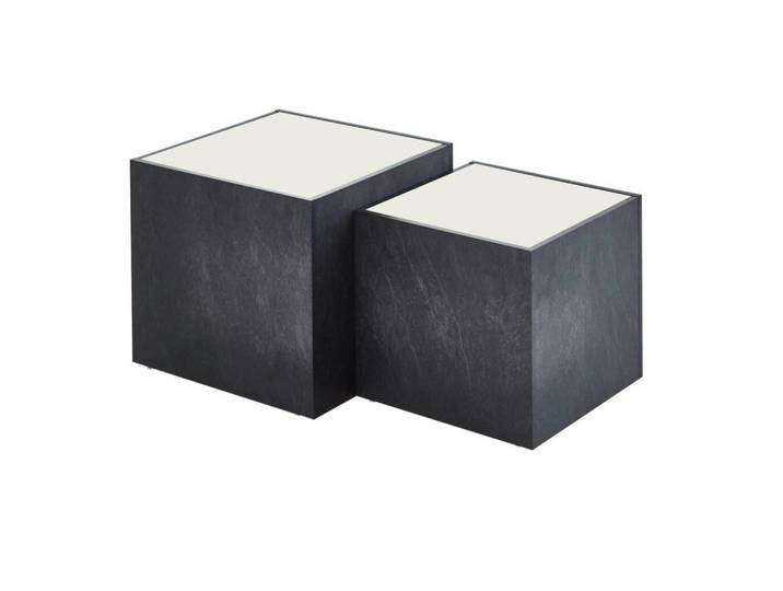 Mid.you Couchtisch, Weiß, Schiefer, quadratisch, 50-43x40-35x50-43 cm, Made in Germany, einfacher Aufbau, individuell kombinierbar, Wohnzimmer, Wohnzimmertische, Couchtische