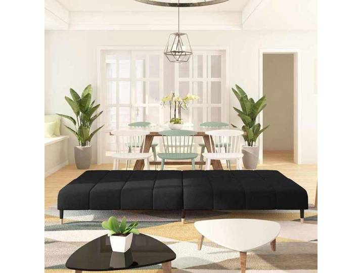 NEW Noir Sofa ergonomique - - Canapé-lit convertible - Sofa-lit - 2 places noir velours(1parcel)8767094