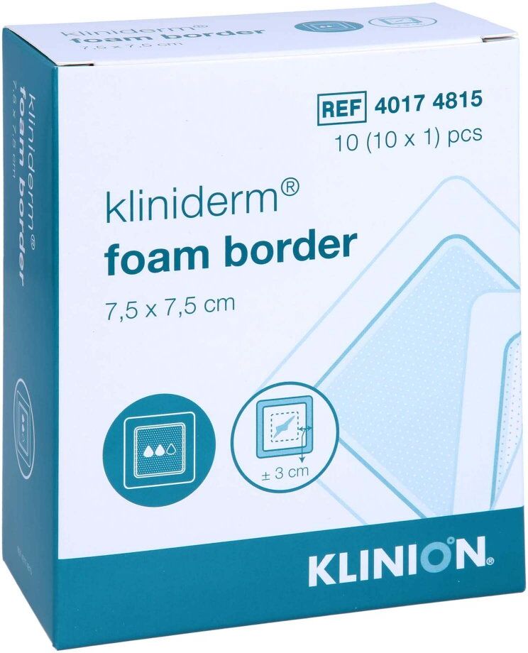 Schaumverband Border 7,5x7,5 cm haftend 10stk