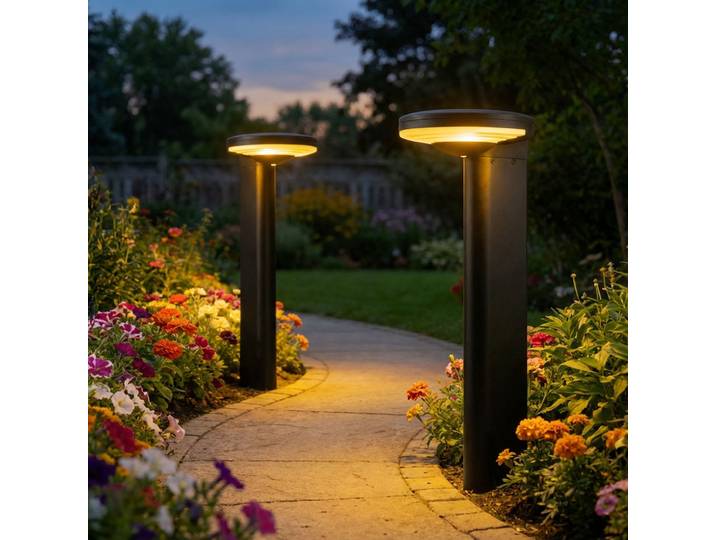 2er-Set Solar Wegeleuchte aus Aluminium, 25,7 x 14 cm x 60 cm, schwarz