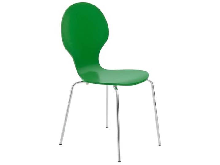 CLP Stapelstuhl Diego I Komfortabler Esszimmerstuhl I Metallgestell, Holzsitz I Ergonomisches Design I Platzsparend In Esszimmer Und Küche Farbe grün
