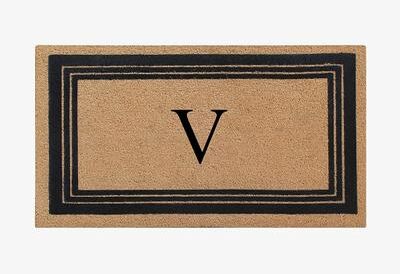 "A1 Home Collections Natural Coir Monogrammed Entrance Door Mats Flock Doormat 24""X39"""