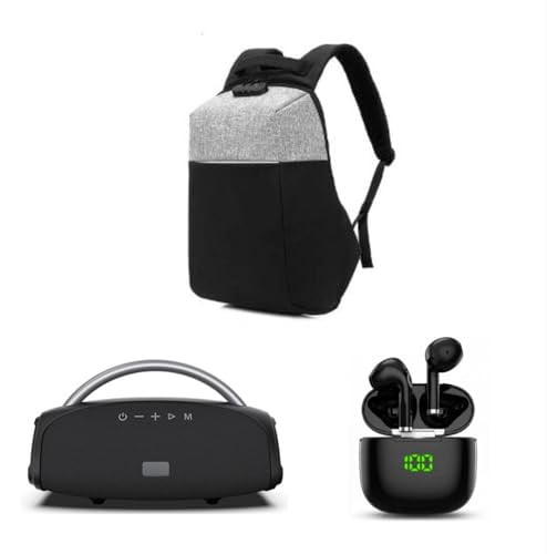 Blaupunkt Easy Outdoor Trio-pakket met Bluetooth-luidspreker, hardshell rugzak en draadloze Bluetooth hoofdtelefoon met led-display