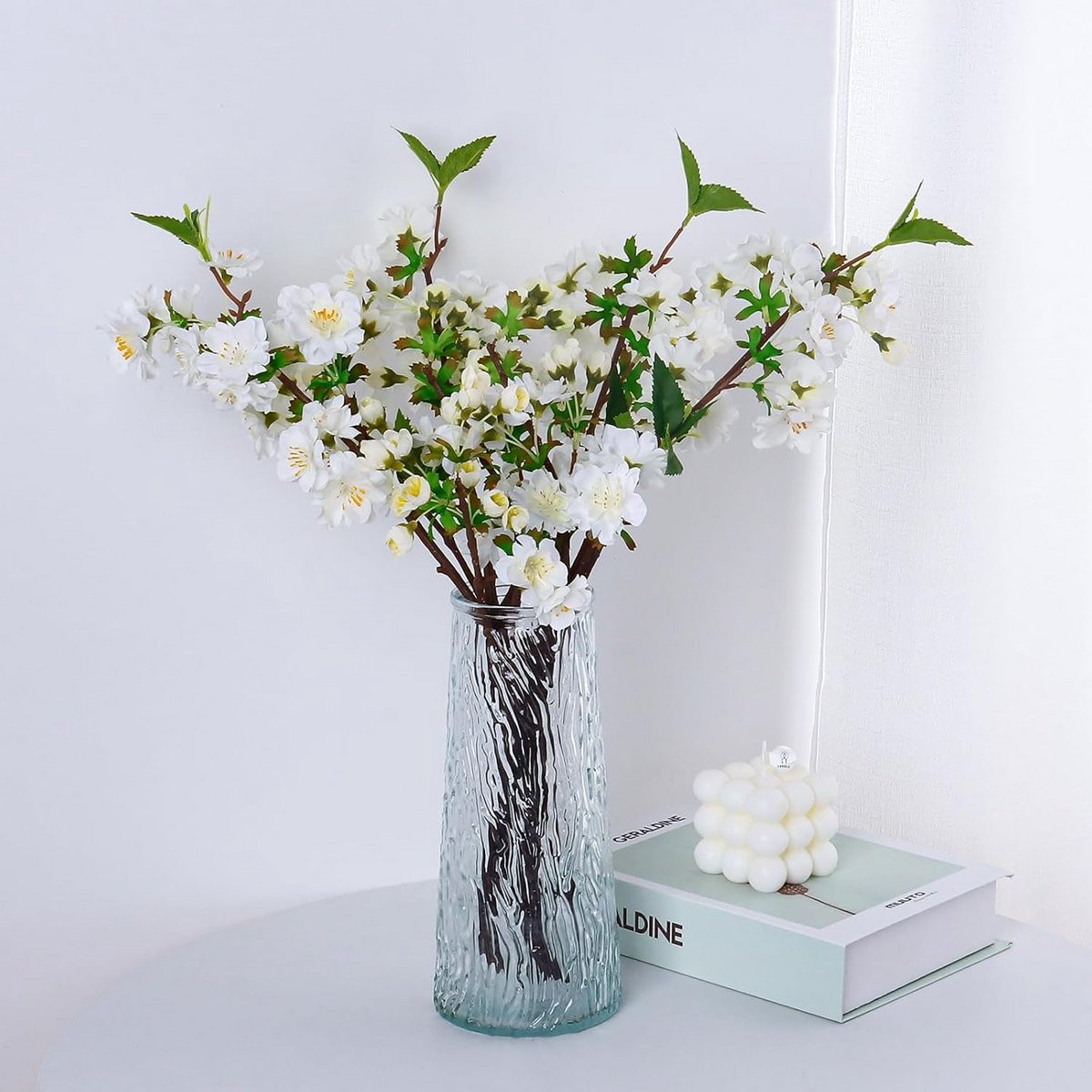 4x Witte Kunstbloemen Takken Kersenbloesem Decoratie