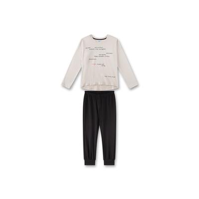 Schlafanzug SANETTA "Pyjama", Mädchen, Gr. 140, beige (beige, braun), Obermaterial: 100% Baumwolle CO., Homewear-Sets Schlafanzug