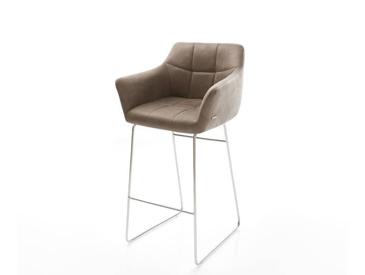 Chaise de bar Yulo Flex vintage taupe cadre patin acier inoxydable