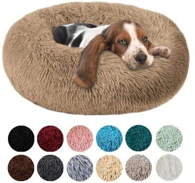 Uplifted Goods Premium Round Long Plush Pet Sanctuary brown l