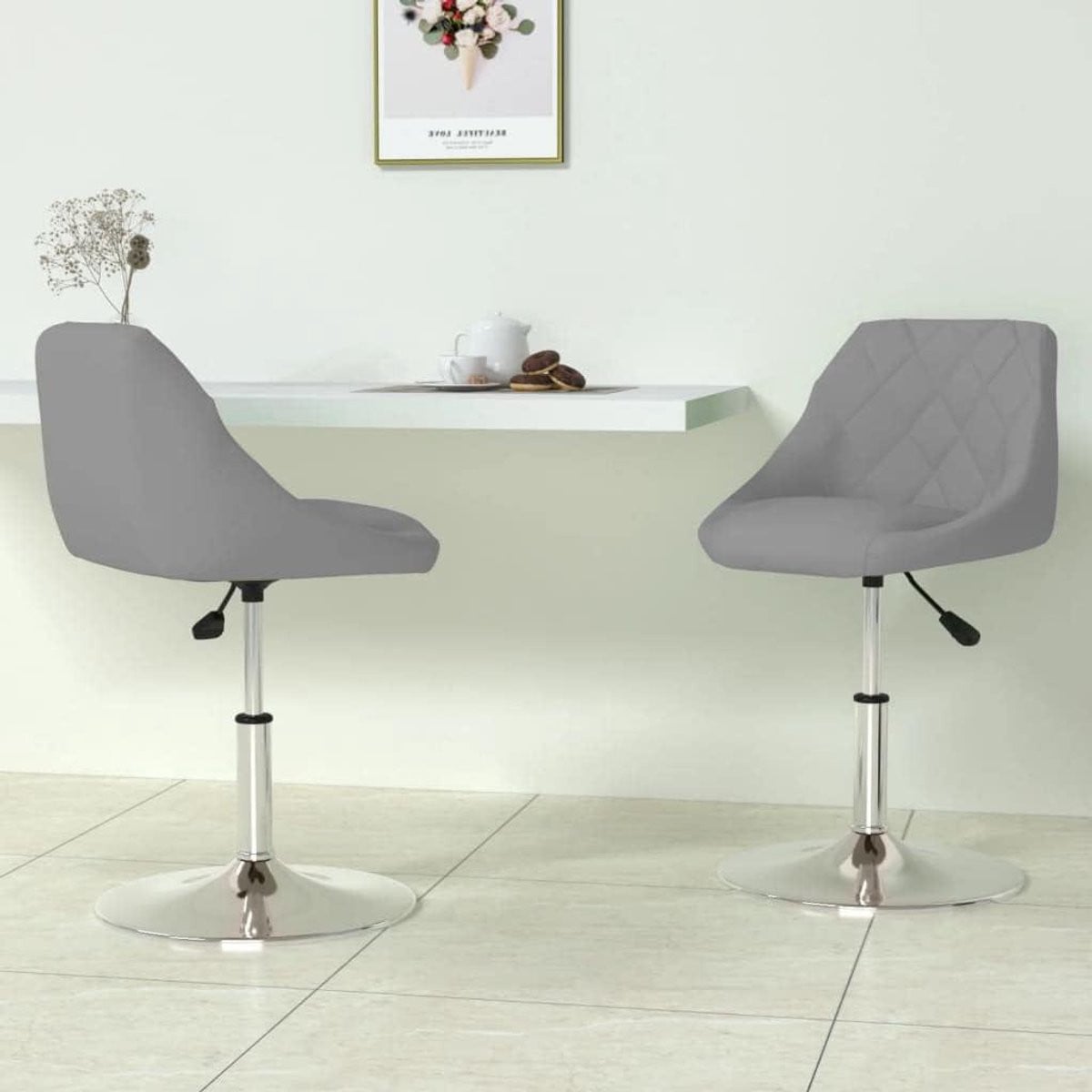 Set van 2 Draaibare Eetkamerstoelen - Verstelbaar - Lichtgrijs