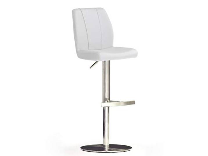Robas Lund Barhocker Weiß mit Lehne Barstuhl drehbar 360 Grad, Hocker höhenverstellbar, PU NA.OMI