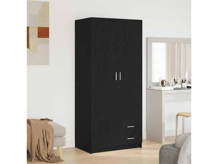 Armoire Chêne noir style contemporain en bois d'ingénierie 80x52x180 cm pour chambre et dressing